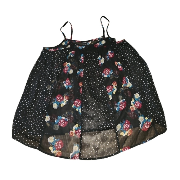 Torrid 2 Sheer Tank Top Floral Polka Dot Flowy Plus Blouse - Picture 2 of 5